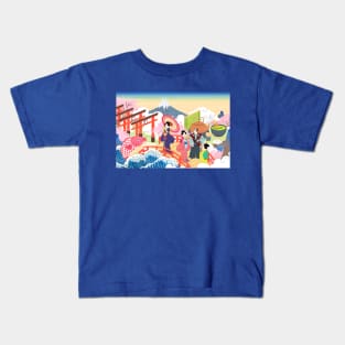 Geisha on Bridge Kids T-Shirt